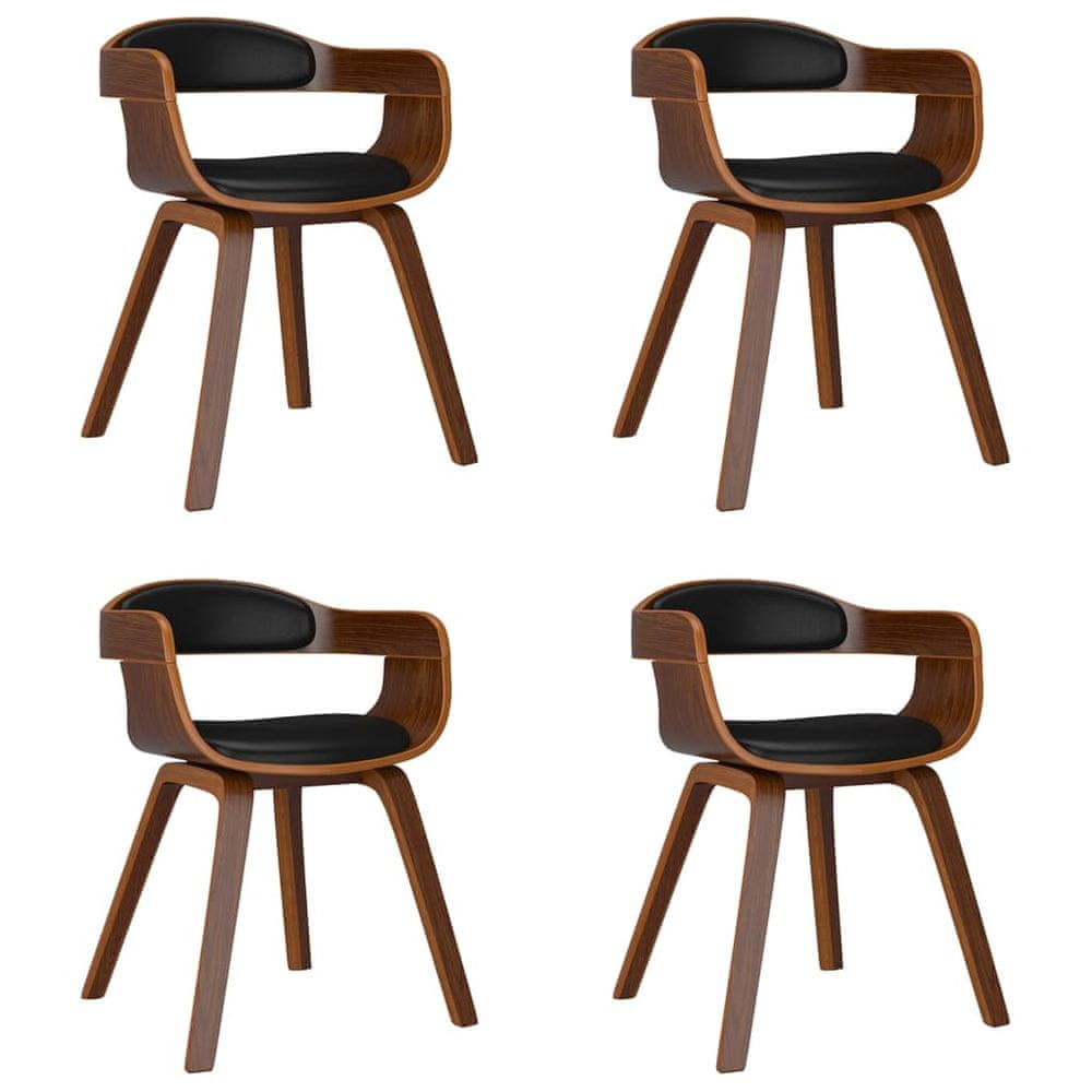 Vidaxl Jedálenská stolička 4 ks čierne ohýbané drevo a umelá koža